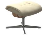 Fußhocker STRESSLESS "Mayfair", beige (vanilla paloma), B:55cm H:41cm T:39cm, Leder PALOMA: PALOMA ist ein durchgefärbtes Semianilin-Möbelleder mit natürlicher Narbung., Hocker, Fußhocker, mit Cross Base, Größe S, M & L, Holzakzent Eiche