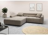 Ecksofa 3C CANDY "Denver auch mit Cord- und Easy care-Bezug, Kopfteilverstellung L-Form", grau (taupe), B:258cm H:68cm T:217cm, 88% Polyester, 12% Polyacryl, Sofas, Ecksofa, wahlweise. mit motorischer Sitztiefenverstellung