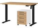 Büromöbel-Set GERMANIA "Profi 3.0", weiß (weiß, grandson, eiche, nachbildung), Schreibtisch 120cm breit Holzwerkstoff Metall, Holzwerkstoff, Metall, Arbeitsmöbel-Sets, Büromöbel-Set, Büromöbel-Set bestehend aus Schreibtisch und Rollcontainer