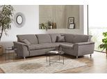 Ecksofa DOMO COLLECTION "FRANZI zeitlos und elegant, moderne Sitzheftung, L-Form", grau (stone), B:267cm H:81cm T:214cm, Sofas, Ecksofa, wahlweise mit Kopfteilverstellung (dann Breite: 275 cm)