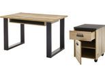 Schrank-Set HOME AFFAIRE "SHERWOOD", braun (old style hell dekor), B:165cm H:76cm T:60cm, Kastenmöbel-Sets, Schrank-Set, Büromöbel Set, mit Apothekergriffen aus Metall, Breite ca. 165 cm