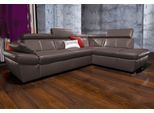 Ecksofa EXXPO - SOFA FASHION "Salerno, Funktionssofa, hoher Sitzkomfort, Breite 268cm, L-Form", braun (schoko), B:268cm H:77cm T:204cm, NaturLeder;Primabelle-Microfaser (100% Polyester);Luxus-Kunstleder, Sofas, Ecksofa, inkl. Kopf- und Armteilverstellung, wahlweise mit Bettfunktion