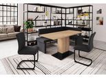 Eckbankgruppe HELA "Pia", schwarz (anthrazit, artisan), Microfaser, Einlegeplatte, Eckbank, Tisch, 2 Stühle, Holzwerkstoff, Sitzmöbel-Sets, Eckbankgruppe, Esstisch ausziehbar, Bank links/rechts montierbar