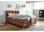 Boxspringbett HOME AFFAIRE "Salo", braun, B:154cm L:211cm, Struktur (100% Polyester);Bezug der Spiegelfläche Matratzendrell aus 100% Polyester;Samtoptik (100% Polyester), Komplettbetten, Boxspringbett, incl. Topper, 6 Breiten, 2 Härtegrade, TFK auch in Härtegrad 4