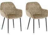 Armlehnstuhl SIT, beige (beige, schwarz, schwarz, beige), B:60cm H:84cm T:57,5cm, Metall, Polyester, Stühle, Armlehnstuhl, glamouröser Bezug in Samtoptik