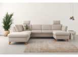 Wohnlandschaft HOME AFFAIRE "Trelleborg U-Form", grau (elephant), B:307cm H:86cm T:213cm, 100% Polyester, Sofas, Wohnlandschaft, Federkern-Polsterung, wahlweise mit Bettfunktion und Stauraum