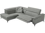 Ecksofa EGOITALIANO "Martine, Multifunktionssofa mit Komfortfunktionen, edel und bequem", grau (steingrau), B:272cm H:96cm T:203cm, Luxus-Micofaser Lederoptik (100% Polyester) ist ein neues technisches Gewebe mit einem visuellen und taktilen Aspekt, der dem Nubuk sehr nahe kommt, mit innovativen Eigenschaften. Seine außerordentliche Weichheit kommt von einem exklusiven Produktionsprozess, der Unre