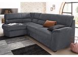 Ecksofa SIT & MORE "Pandora L-Form", grau (dunkelgrau), B:251cm H:91cm T:176cm, Luxus-Microfaser ALTARA NUBUCK (100% Polyester);Luxus-Microfaser ALTARA NUBUCK (100% Polyester);Luxus-Microfaser (100% Polyester), Sofas, Ecksofa, wahlweise mit Bettfunktion und Bettkasten