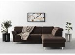 Ecksofa SIT & MORE "Marano L-Form", braun (espresso), B:252cm T:216cm, 98% Polyester, 2% Polyamid, Sofas, Ecksofa, inklusive Kopfteilverstellung, wahlweise mit Bettfunktion, Bettkasten