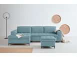 Ecksofa OTTO PRODUCTS "Grazzo, zeitlos & elegant, moderne Sitzheftung, Breite 266cm, L-Form", blau (eisblau), B:266cm H:80cm T:162cm, 100% Polyester (recycelt), Sofas, Ecksofa, hochwertige Stoffe aus recyceltem Material, Steppung im Sitzbereich