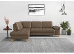 Ecksofa SIT & MORE "Westham L-Form", braun (coffee), B:261cm H:88cm T:179cm, 100% Polyester, Sofas, Ecksofa, mit Ottomane, mit oder ohne Bettfunktion, Bettkasten, Verstellung