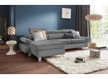 Ecksofa EXXPO - SOFA FASHION "Fiji, hochwertige Detailverarbeitung, Breite 292cm, L-Form", grau (grau melange), B:292cm H:98cm T:167cm, Luxus-Kunstleder;Webstoff (100% Polyester);Webvelours (100% Polyester), Sofas, Ecksofa, bequem durch Kopf- und Armteilverstellung, wahlweise mit Bettfunktion