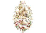 Fensterbild "Weihnachtskirche" Gr. 1, bunt (braun, goldfarben, rot), B:21cm H:32cm, Polyester, W. REUTER & SOHN - PLAUENER SPITZE, Fensterbilder, Fensterbild, Made in Germany