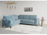 Ecksofa SIT & MORE "Sinatra L-Form", blau (hellblau), B:251cm H:85cm T:231cm, 90% Polyester, 10% Polyamid, Sofas, Ecksofa, optinal mit Kopfteilverstellung und Armteilfunktion, Metallfüße