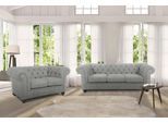 Sitzgruppe HOME AFFAIRE "Duc", grau (hellgrau), Samtoptik, Sitzmöbel-Sets, Sitzgruppe, Bestehend aus 2-Sitzer und 3-Sitzer, Knopfheftung im Rücken