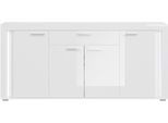 Sideboard HOME AFFAIRE "Viborg, Breite 182cm, inkl. vertikaler Frontbeleuchtung", weiß (weiß nb, weiß hochglanz), B:182cm H:84cm T:42cm, Sideboards, Sideboard, 4 Türen, 3 Einlegeböden, 6 Fächer, 1 Schubkasten, Anrichte, Schrank