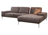 Ecksofa W.SCHILLIG "run, Designsofa mit tollem Sitzkomfort, bequem, L-Form", braun (mocca s37), B:299cm H:88cm T:178cm, Longlife Xtra-Leder Z73: Naturwalkleder der Luxusklasse aus den erlesensten Rohhäuten. Hautstärke 1, 1 – 1, 3 mm;ROHLEDER Jacquard-Flachgewebe Q2 W60 (63% Polyester, 37% Polyacryl);ROHLEDER Chenille-Flachgewebe Q2 W77 (68% Polyacryl, 32% Polyester);Stoff S37 (100% Polyester), Sof
