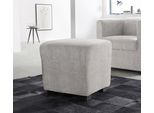 Hocker HOME AFFAIRE "Bob", silber, B:46cm H:43cm T:46cm, Luxus-Microfaser (92% Polyester, 8% Nylon);Struktur fein ( 100% Polyester);Struktur in Chenille-Optik (30% Polyester, 70% Polyacryl);Chenillestruktur (40% Polyester, 60% Polyacryl), Hocker, Hocker