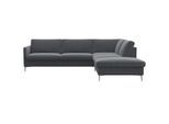 Ecksofa FLEXLUX "Fiore, L-Form, bequem und komfortabel durch hochwertigem Sitzaufbau", grau (soft grau), B:266cm H:85cm T:225cm, 100% Polyester, Sofas, Ecksofa, schmale Armlehnen, Kaltschaum, Füße Alu