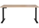 Schreibtisch GERMANIA "GW-Oviedo", lindberg, eiche, nachbildung, schwarz, schwarz, lindberg, eiche, nachbildung, B:160cm H:72cm T:80cm, Tische, Schreibtisch, Bedieneinheit mit Memory-Funktion und USB-Port
