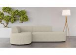 Ecksofa OTTO HOME "Ecksofa Tvinne mit Ottomane links oder rechts bestellbar", beige, B:260cm H:73cm T:170cm, 100% Polyester, Sofas, Ecksofa, L-Form, mit Wellenunterfederung, BxTxH 260x170x73 cm