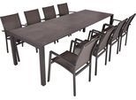 Garten-Essgruppe GARDEN PLEASURE "SOPHIA", grau, Aluminium, Sitzmöbel-Sets, Garten-Essgruppe, Ausziehbarer Tisch, Stühle stapelbar, geeignet für 8 Personen