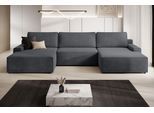 Wohnlandschaft TRENDMANUFAKTUR "Challenge, Schlafsofa mit Bettkasten, Couch in U-Form, Breite 333 cm", grau (anthrazit), B:333cm H:98cm T:168cm, 100% Polyester, Sofas, Wohnlandschaft, XXL Sofa mit Bettkasten & Schlaffunktion, auch in trendigem Cordstoff