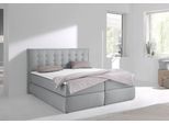 Boxspringbett HOME AFFAIRE "Sagres", grau, B:195cm L:210cm, Feinstruktur(100% Polyester);Bezug der Spiegelfläche Matratzendrell aus 100% Polyester, Komplettbetten, Boxspringbett, Kopfteil mit 2farbiger Flatterbiese und zweifarbigen Knöpfen