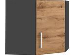 Eckhängeschrank KOCHSTATION "KS-Colmar", grau (wotaneiche, grafitgrau), B:60cm H:57cm T:34cm, Holzwerkstoff, Schränke, Eckhängeschrank, 60 x 60 cm, mit Metallgriff