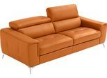 2,5-Sitzer EGOITALIANO "Francine, Designsofa, Loungesofa, Breite 213 cm, Fußfarbe chrom", orange, B:213cm H:100cm T:106cm, Leder »BULL« (echtes Rindsleder). Geschliffenes, pigmentiertes und behandeltes Rindsleder mit einer Dicke von 1, 3-1, 5 mm. Dieses Leder zeigt eine ziemlich weiche Hand mit einem halb undurchsichtigen Aussehen. Es handelt sich um ein geschütztes Leder. Eine leichte Deckschicht