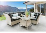 Garten-Essgruppe DESTINY "PALMA", weiß (vintage weiß), B:215cm H:83cm T:215cm, Obermaterial: 100% Polyester. Füllung: 100% Polyurethan, Sitzmöbel-Sets, Garten-Essgruppe