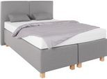 Boxspringbett, grau (strukturstoff grau), Liegefläche B/L: 140cm x 200cm, H3, 7-Zonen-Kaltschaummatratze, WESTFALIA SCHLAFKOMFORT, Komplettbetten, Boxspringbett, mit Zierkissen