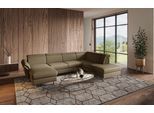 Wohnlandschaft HOME AFFAIRE "Calypso U-Form", grün (olive), B:334cm H:85cm T:227cm, 100%Polyester, Sofas, Wohnlandschaft, wahlweise mit motorischer Relaxfunktion