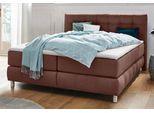 Boxspringbett HOME AFFAIRE "Salo", braun, B:174cm L:211cm, Struktur (100% Polyester);Bezug der Spiegelfläche Matratzendrell aus 100% Polyester;Samtoptik (100% Polyester), Komplettbetten, Boxspringbett, incl. Topper, 6 Breiten, 2 Härtegrade, TFK auch in Härtegrad 4