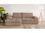 Ecksofa HOME AFFAIRE "ALVERIE mit Recamiere, moderne Steppung, Maße: B/T/H 274/203/106 cm", braun (hellbraun), B:274cm H:106cm T:203cm, 83% Polyester, 17% Nylon, Sofas, Ecksofa, L-Form mit Wellenunterfederung, mit 4 Rückenkissen, pflegeleicht Stoff