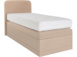 Boxspringbett, beige (dunkelbeige), B:105cm L:212cm, Box und Kopfteil: Microvelours (100% Polyester) oder Kunstleder (Polyurethan);Bezug der Obermatratze: 100% Polyester, WESTFALIA SCHLAFKOMFORT, Komplettbetten, Boxspringbett, wahlweise mit Bettkasten