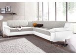 Ecksofa TRENDMANUFAKTUR "Rondo 3, zeitlos und modern, im Materialmix, L-Form", weiß (weiß, cappuccino), B:267cm H:85cm T:247cm, Primabelle-Microfaser;Kunstleder SOFTLUX / Struktur (77% Polyester; 23% Polyacryl), Sofas, Ecksofa, wahlweise Federkern für hohen Sitzkomfort, wahlweise Bettfunktion