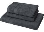 Handtuch Set DYCKHOFF "Planet", grau (anthrazit), 3 Stk., Walkfrottier, Walkfrottier, Obermaterial: 100% Baumwolle, Handtuch-Sets, Handtuch Set, 2 Handtücher (50x100cm), 1 Duschtuch (70x140cm)