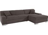 Ecksofa DOMO COLLECTION "Bero, elegant und zeitlos, flache Armlehnen, Breite 268cm L-Form", grau (stone), B:268cm H:74cm T:153cm, Feinstruktur (100% Polyester);Luxus-Microfaser (100% Polyester);Zierkissen: Im jeweiligen Bezugsstoff;Struktur fein (100% Polyester), Sofas, Ecksofa, fester Sitzkomfort, wahlweise mit Bettfunktion