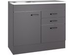 Spülenschrank OPTIFIT "OPTImulti", grau (anthrazit matt, anthrazit matt), B:100cm H:88,2cm T:50cm, Holzwerkstoff, Schränke, Spülenschrank, Breite 100 cm, Tiefe 50 cm, mit Spülenauflage