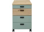 Rollcontainer INNOSTYLE "Rollcontainer Glenn, 45 x 66 x 55 cm (B/H/T)", schlifgrün, artisan, B:45cm H:66cm T:55cm, Holzwerkstoff, Kunststoff, MDF, Rollwagen, Rollcontainer, inkl. Filzeinlage, 4 Rollen(2 mit Bremsen) oder Sockel, SK Soft-Close