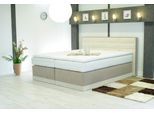Boxspringbett, beige (creme, beige), B:214cm L:216cm, Bezug von Kopfteil und seitliche Einfassung von Unterbau aus kuschelweichem und strapazierfähigem Microfaser (100% Polyester);Bezug der Obermatratze: 100% Polyester, Diolenwatte und Vlies aus 100% Polyester, WESTFALIA SCHLAFKOMFORT, Komplettbetten, Boxspringbett