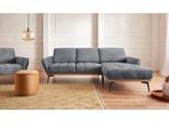 Ecksofa EXXPO - SOFA FASHION "Palic, inkl. Rückenverstellung, bequem, elegant, Breite 245cm, L-Form", grau, B:245cm H:87cm T:185cm, Webstoff Premium: 67% Polyester, 33% Baumwolle;Webstoff: 100% Polyester;Velours: 100% Polyester, Sofas, Ecksofa, vom Sofa zum Hochlehner. Hohe Füße und Holzblende als Designmerkmal