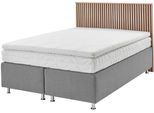 Boxspringbett "Quercus", grau, L:206cm, Kopfteil MDF/Dekor Eiche hell, Boxenbezug: Feinstruktur 100% Polyester, Box: Holzwerkstoff mit Bonnellfederung, Füße: verchromtes Metall, Topper: Kaltschaum, WESTFALIA SCHLAFKOMFORT, Komplettbetten, Boxspringbett, wahlweise mit LED-Beluchtung, 3 Matratzenarten zur Auswahl