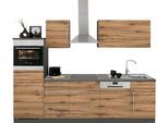 Küchenzeile KOCHSTATION "KS-Samos", braun (küche: natur, front: wotaneiche, korpus: grafitgrau, arbeitsplatte: anthrazit), B:280cm H:200cm T:60cm, Komplettküchen-Sets, Küchenzeile, Breite 280 cm, wahlweise mit E-Geräten und Induktionskochfeld