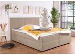 Boxbett HOME AFFAIRE "Fidan", beige (beige, creme), B:194cm L:210cm, Komplettbetten, Boxbett, wahlweise mit Bettkasten, in H2, H3 & H4 erhältilich