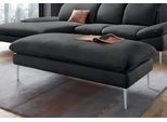 Hocker W.SCHILLIG "enjoy&MORE", schwarz (schwarz z59), B:151cm H:45cm T:71cm, Chenille-Flachgewebe R66 (85% Polyester, 15% Nylon);Longlife Xtra-Leder Z59: Glattleder mit modischer Prägung. Hautstärke 0, 9 - 1, 1 mm;Stoff S37 (100% Polyester), Hocker, Hocker, Füße silber matt, Breite 151 cm