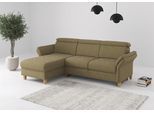 Ecksofa HOME AFFAIRE "Glendale, L-Form", olive, B:253cm H:84cm T:166cm, 100% Polyester, Sofas, Ecksofa, inkl. Kopfteilverstellung, wahlweise mit Vorziehsitz und Bettkasten