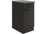 Unterschrank OPTIFIT "Palma", schwarz (anthrazit, anthrazit, anthrazit), B:40cm H:84,8cm T:60cm, Holzwerkstoff, Schränke, Unterschrank, Breite 40 cm, mit 1 Tür und 1 Schubkasten