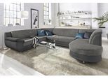 Wohnlandschaft TRENDMANUFAKTUR "Rondo 3, zeitlos und modern, im Materialmix, U-Form", grau (dunkelgrau, grau, weiß), B:320cm H:85cm T:94cm, Kunstleder SOFTLUX / Struktur (77% Polyester; 23% Polyacryl);Luxus-Microfaser ALCAZAR (100% Polyester) / Feinstruktur (100% Polyester), Sofas, Wohnlandschaft, wahlweise für mehr Komfort mit Federkern, wahlweise mit Bettfunktion